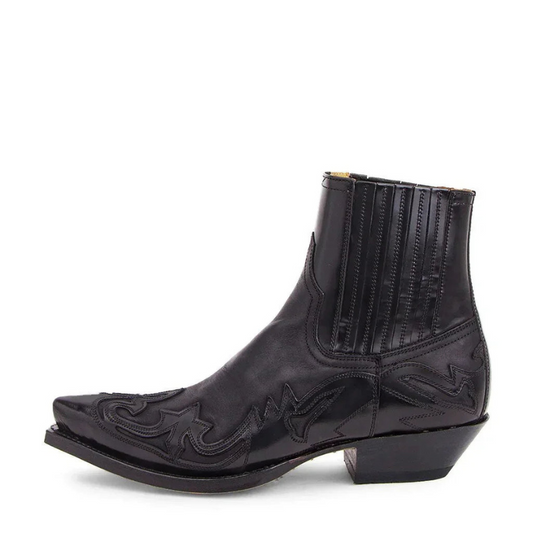 Herren Cowboy-Enkelboots im Westernstil - schwarz