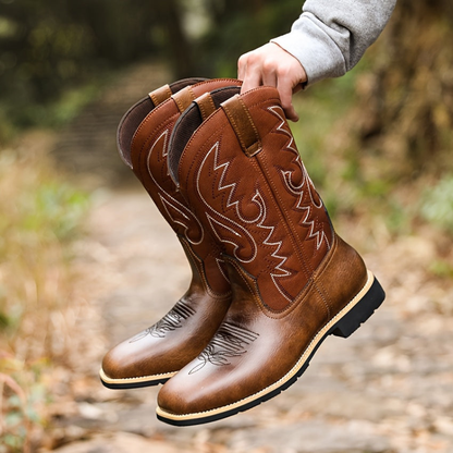 Cowboystiefel Herren mit Westernstil und Stickerei - braun