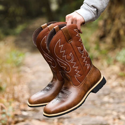 Cowboystiefel Herren mit Westernstil und Stickerei - braun