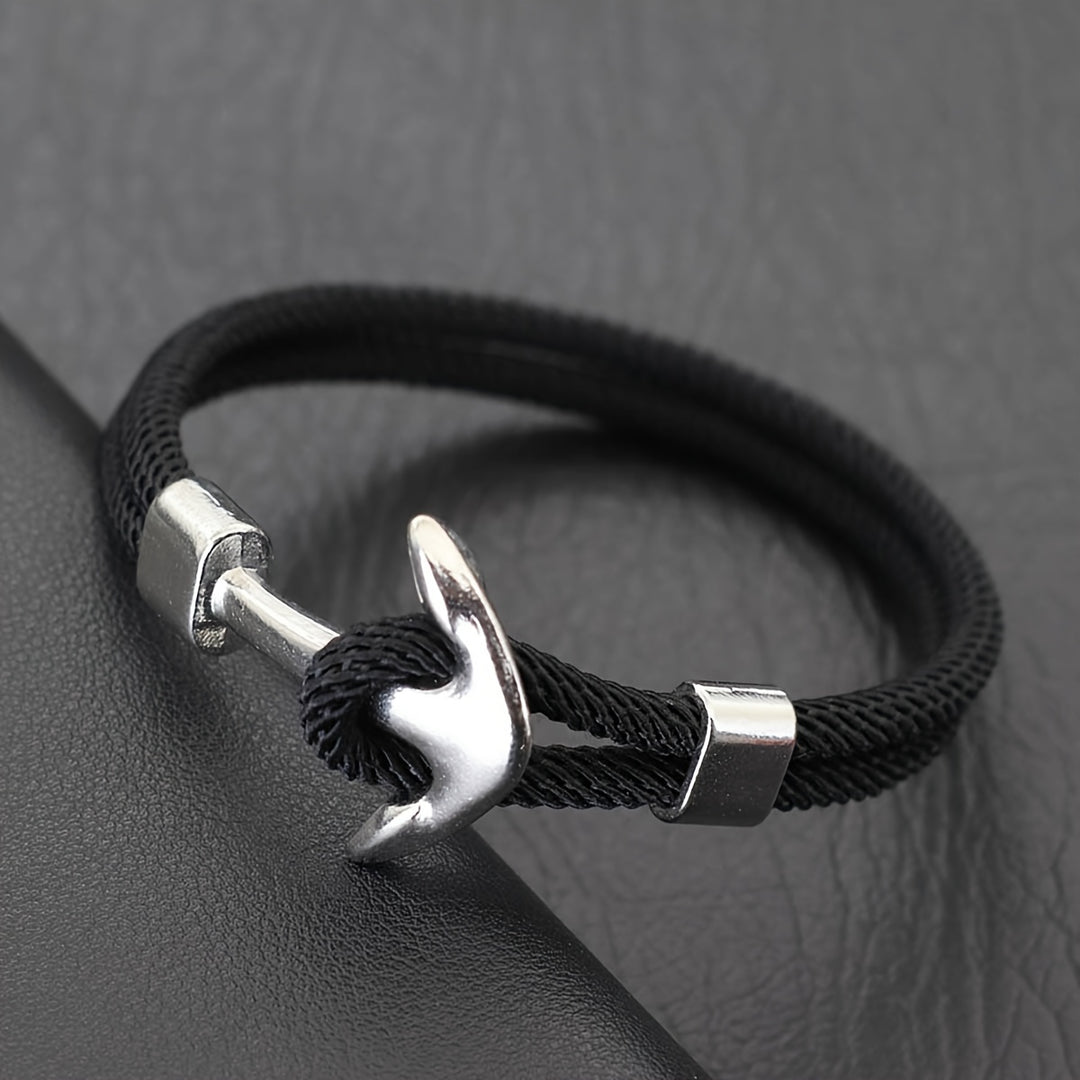 Herren Armband mit Ankerdesign und Verschluss - schwarz