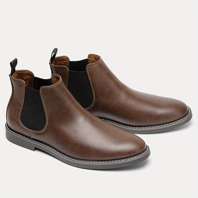 Winterstiefel Herren mit Schaft und Profilsohle - kastanienbraun