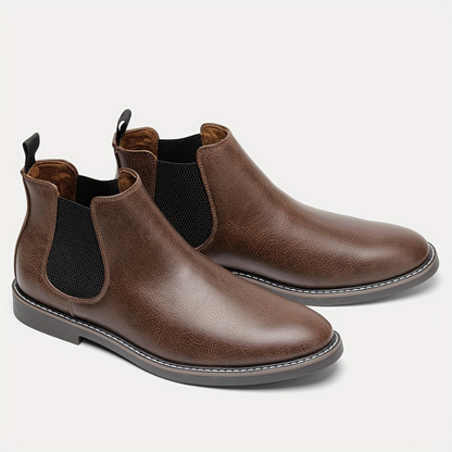 Winterstiefel Herren mit Schaft und Profilsohle - kastanienbraun