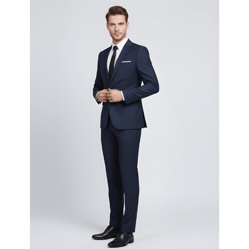 Herren Set Moderner Zweiteiler Anzug - blau