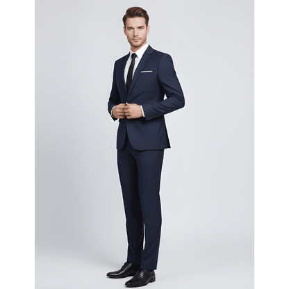 Herren Set Moderner Zweiteiler Anzug - blau