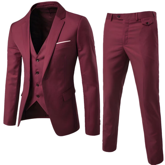 Herren Set Zweiteiliger Anzug Jacke und Hose - rot