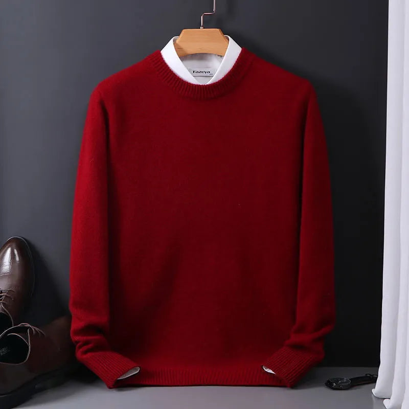 Herren Pullover mit Rundhalsausschnitt im Regular Fit - burgunderrot
