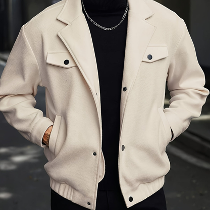 Winterjacke Herren mit Knopfleiste und Reverskragen - aprikose