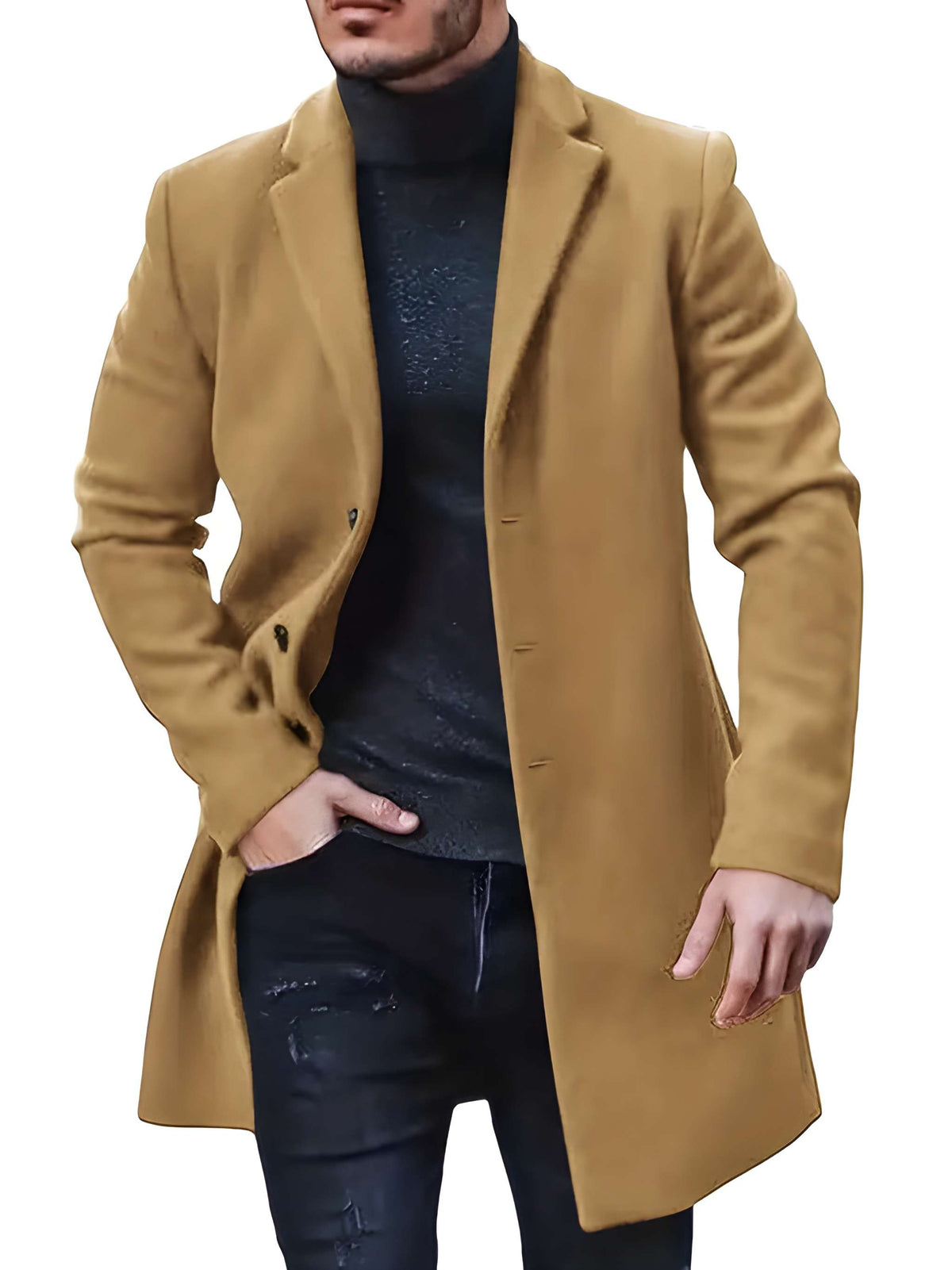 Herren Mantel im klassischen Look - gelb