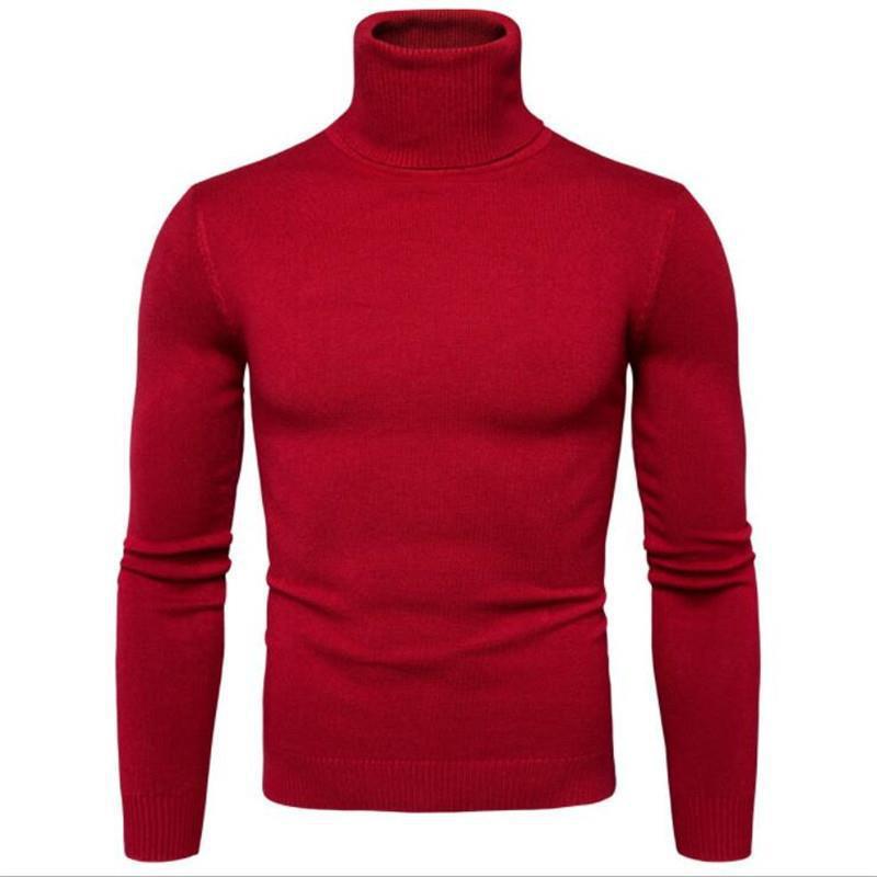 Herren Rollkragenpullover im Winterlook - rot