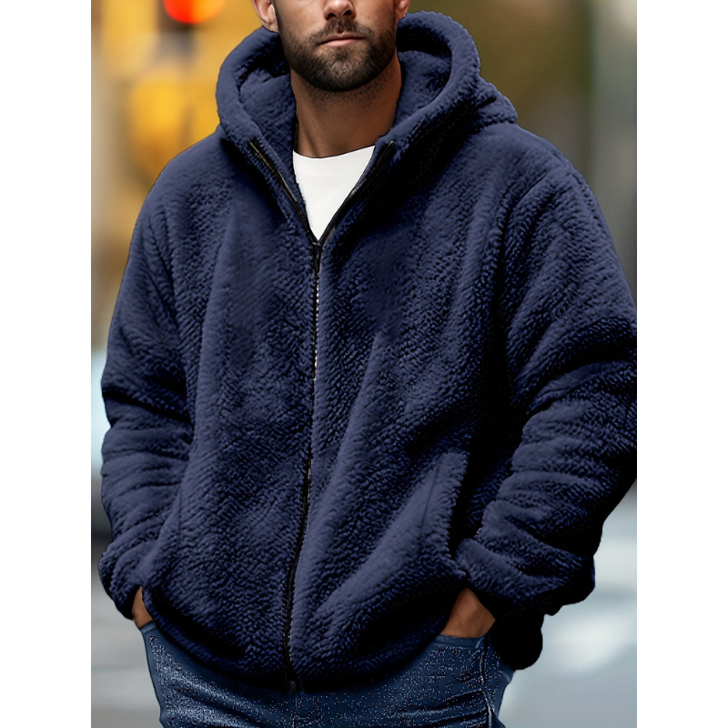 Herren Daunenjacke mit Kapuze und Taschen - blau