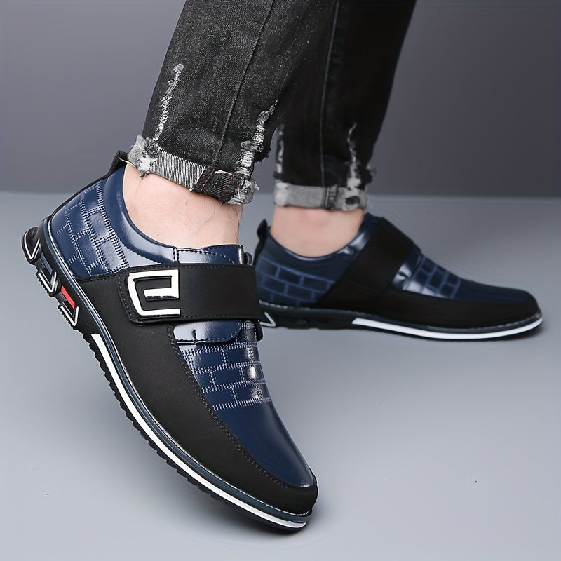 Herren Stiefel aus PU-Leder für den Alltag - blauer-klettverschluss