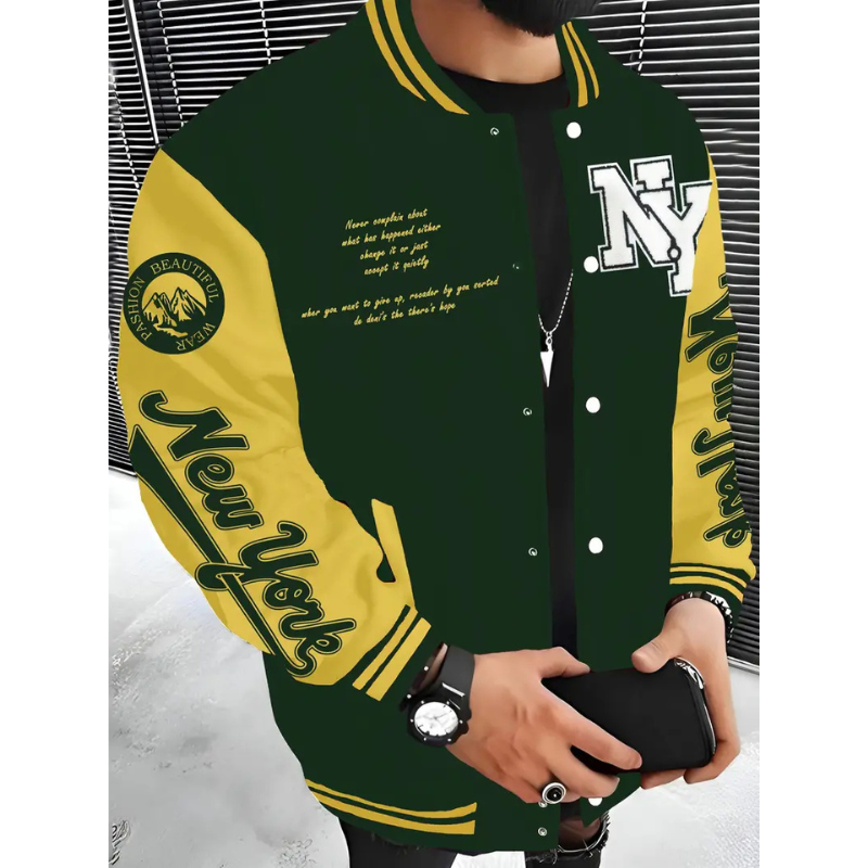 Varsity Jacke Herren im Streetwear Stil - grün