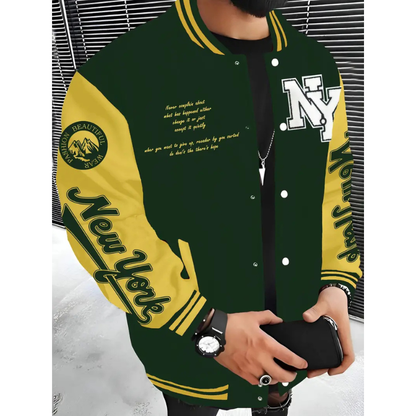 Varsity Jacke Herren im Streetwear Stil - grün