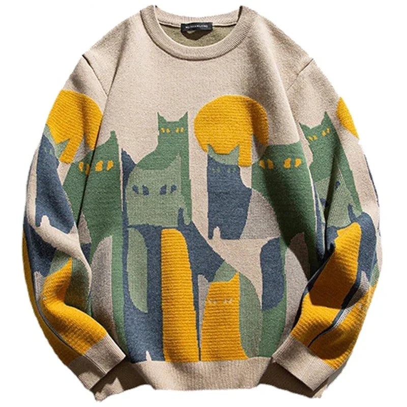 Pullover Herren mit Cartoon-Motiv - beige