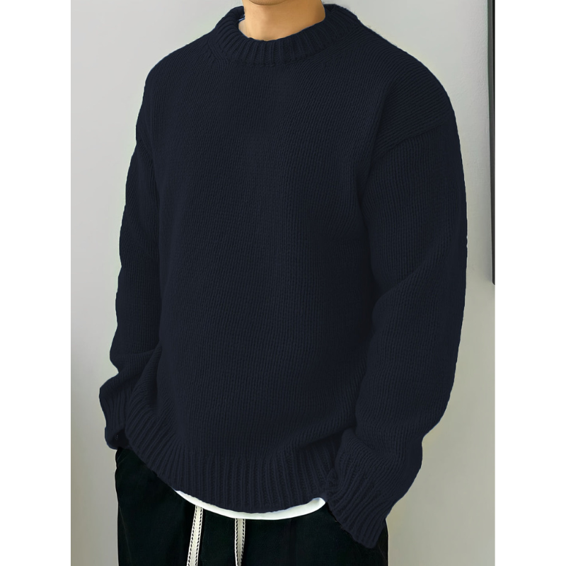 Herren Pullover mit Rundhals und langen Ärmeln - blau