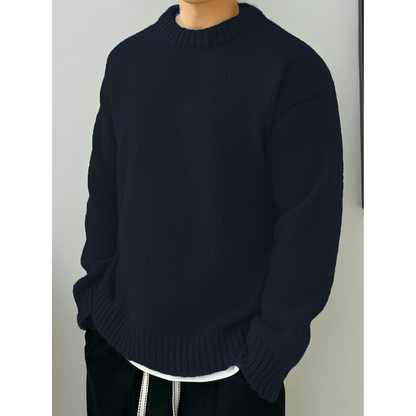 Herren Pullover mit Rundhals und langen Ärmeln - blau