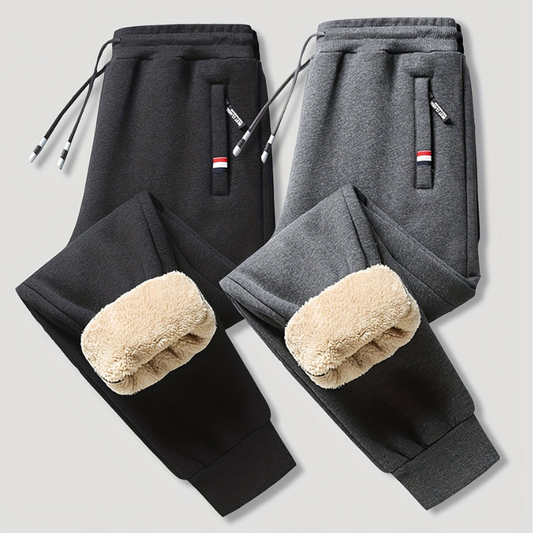 Herren Thermohose mit Kordelzug - schwarz + grau