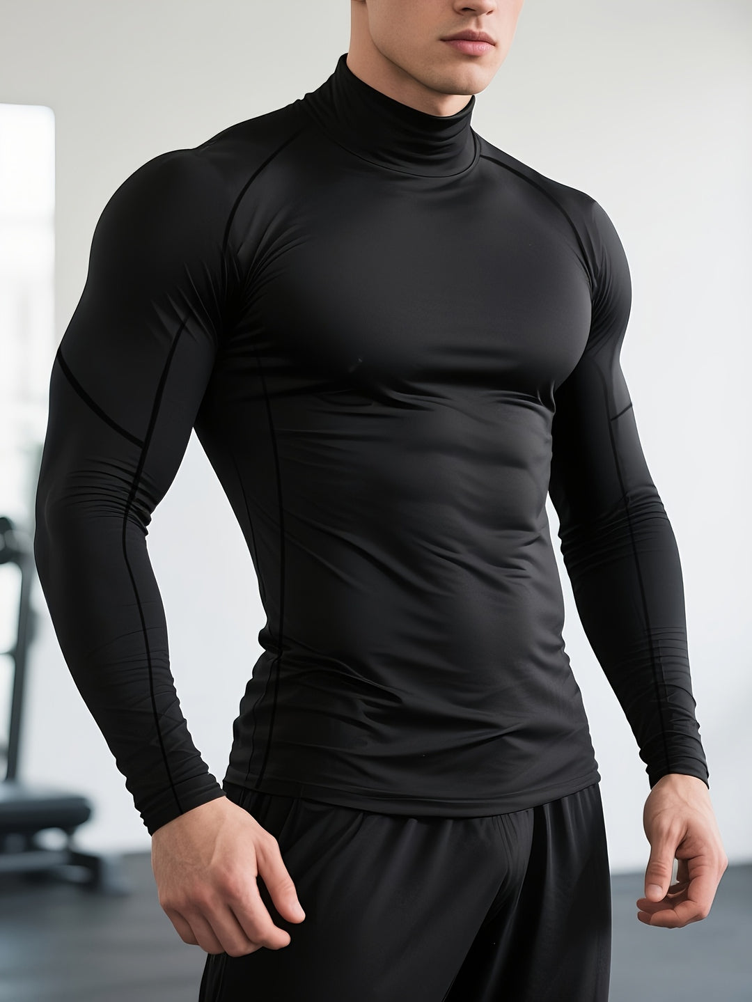 Herren Kompressionsshirt im Slim Fit mit Rollkragen
