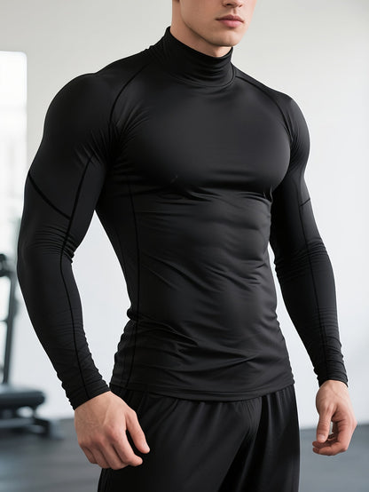 Herren Kompressionsshirt im Slim Fit mit Rollkragen