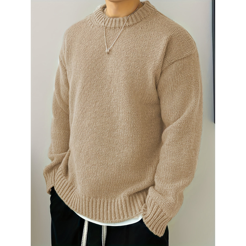 Herren Pullover mit Rundhals und langen Ärmeln - apricot