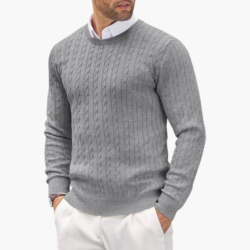 Strickpullover Herren mit Rundhalsausschnitt - grau