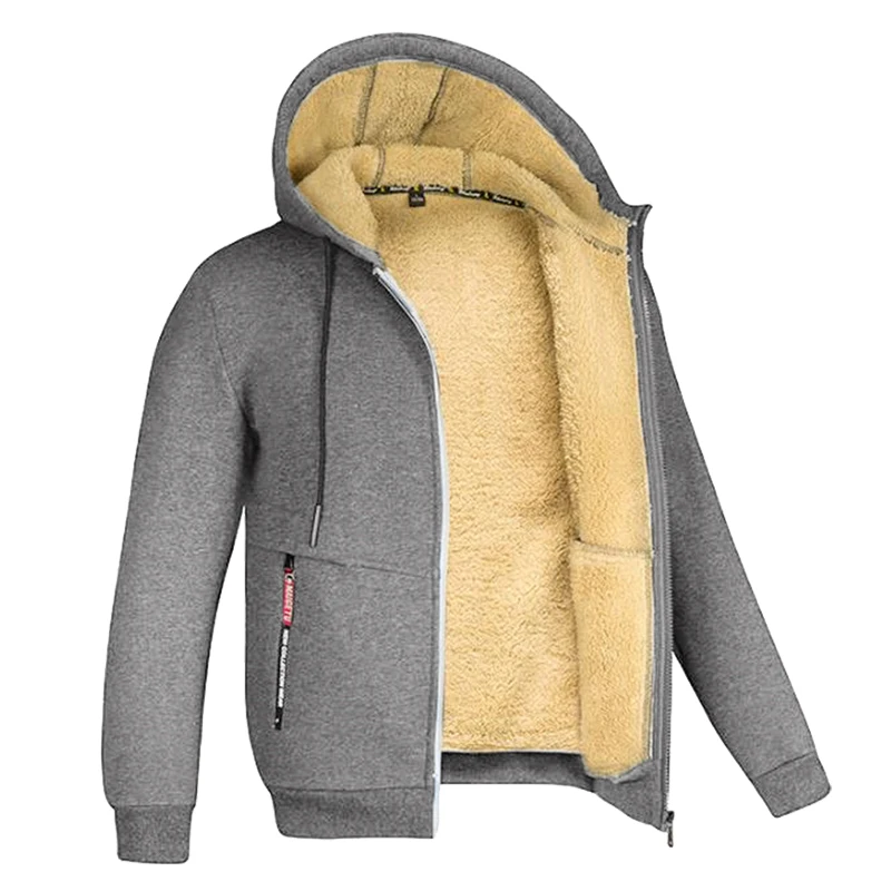Herren Kapuzenjacke mit Innenfutter - hellgrau