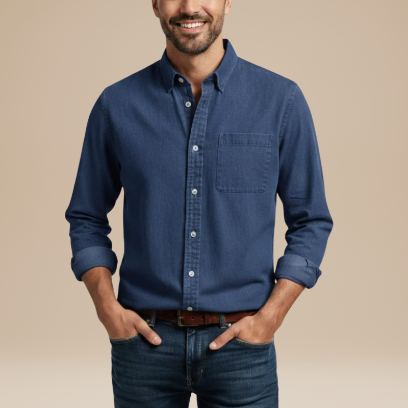 Herren Hemd mit klassischem Casual Design - blau
