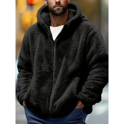 Herren Daunenjacke mit Kapuze und Taschen - schwarz
