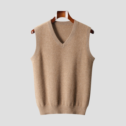 Pullover Herren als ärmellose Weste mit V-Ausschnitt - beige
