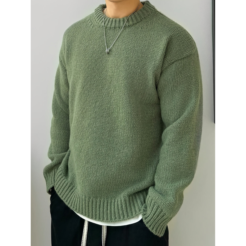 Herren Pullover mit Rundhals und langen Ärmeln - grün