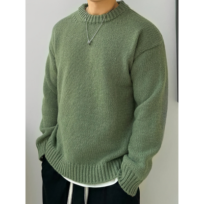 Herren Pullover mit Rundhals und langen Ärmeln - grün