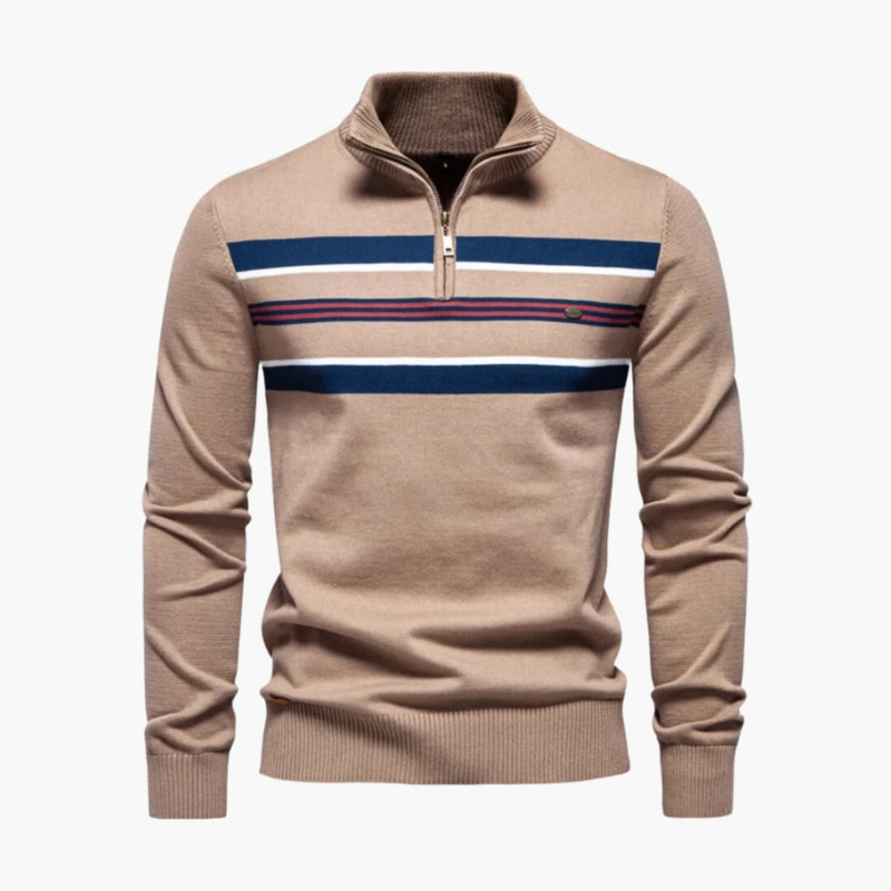 Herren Strickpullover mit Streifenmuster - khaki
