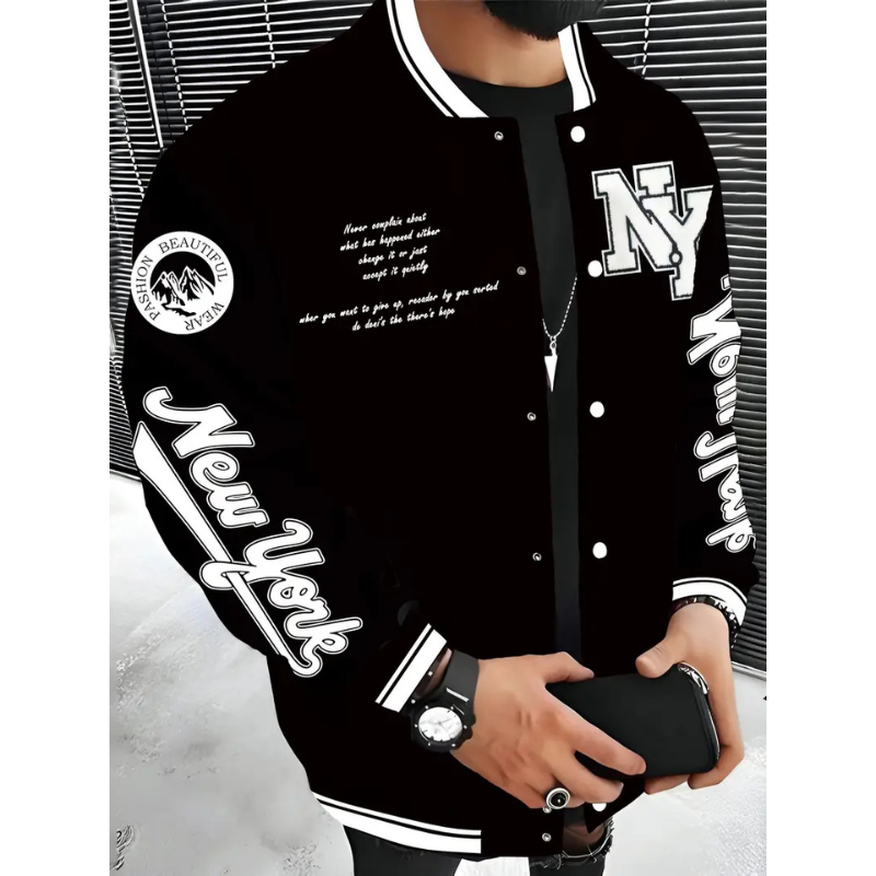 Varsity Jacke Herren im Streetwear Stil - schwarz
