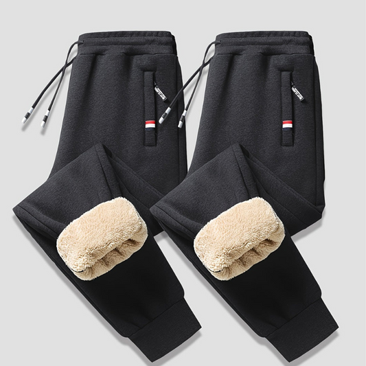 Herren Thermohose mit Kordelzug - schwarz + schwarz