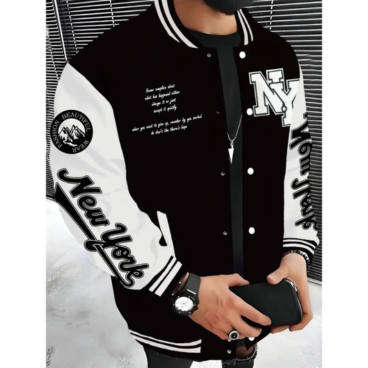 Varsity Jacke Herren im Streetwear Stil - weiß