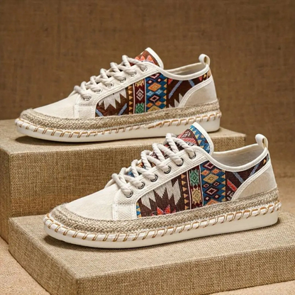 Herren Sneakers mit Ethno Muster - beige