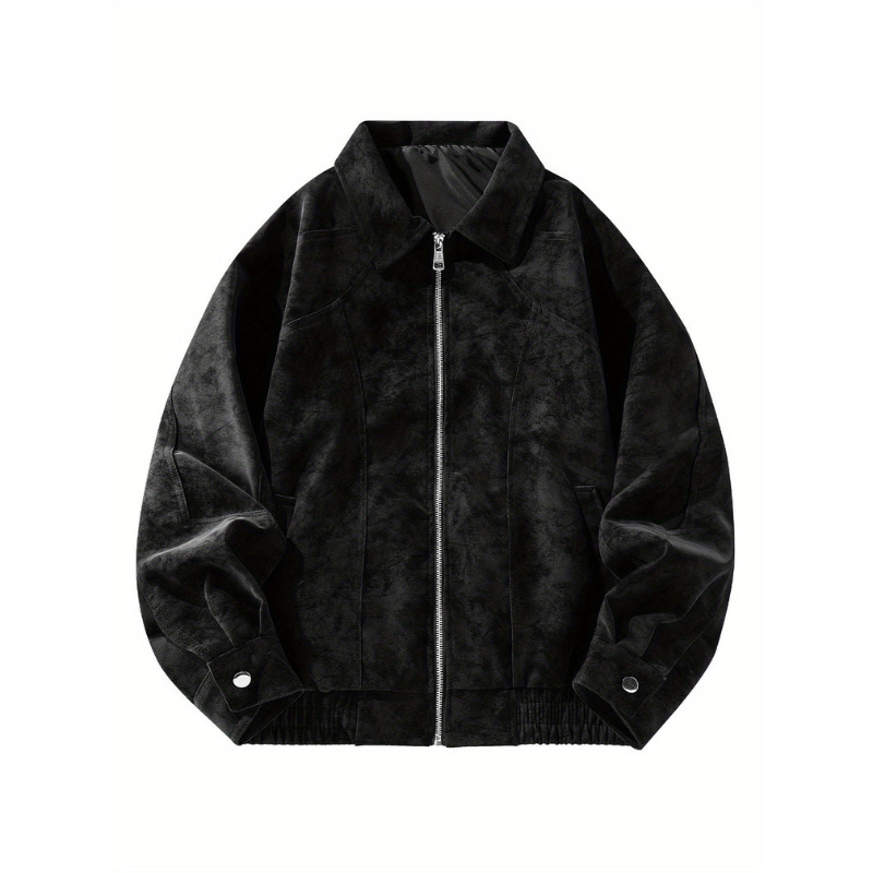 Winterjacke Herren im Vintage Retro Bomber-Stil - schwarz