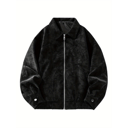 Winterjacke Herren im Vintage Retro Bomber-Stil - schwarz