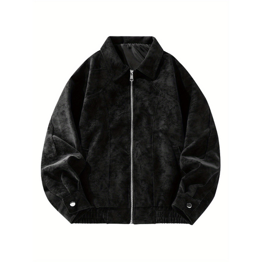 Winterjacke Herren im Vintage Retro Bomber-Stil - schwarz