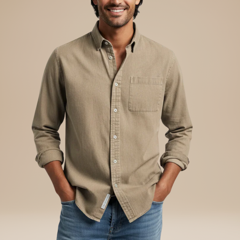 Herren Hemd mit klassischem Casual Design - khaki