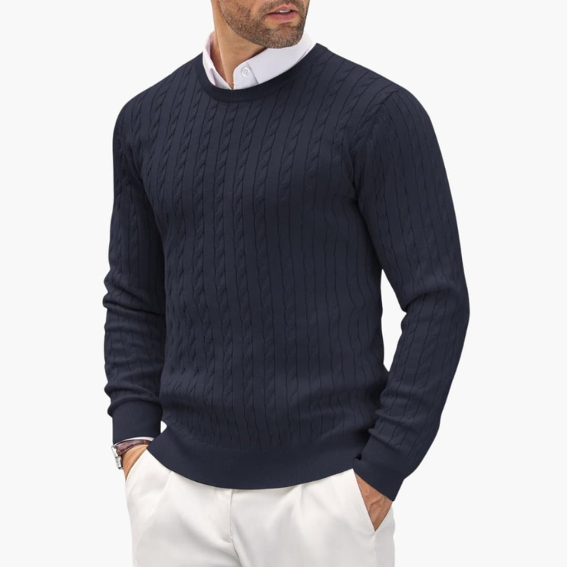 Strickpullover Herren mit Rundhalsausschnitt - dunkelblau