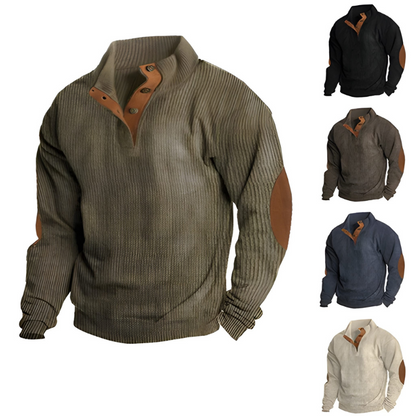 Herren Pullover mit Stehkragen im Colorblock-Design