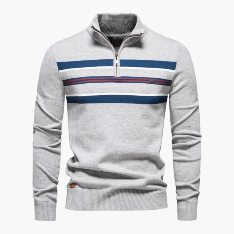 Herren Strickpullover mit Streifenmuster - hellgrau