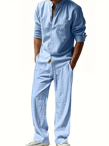 Herren Set Zweiteilig im Relaxed Schnitt - blau