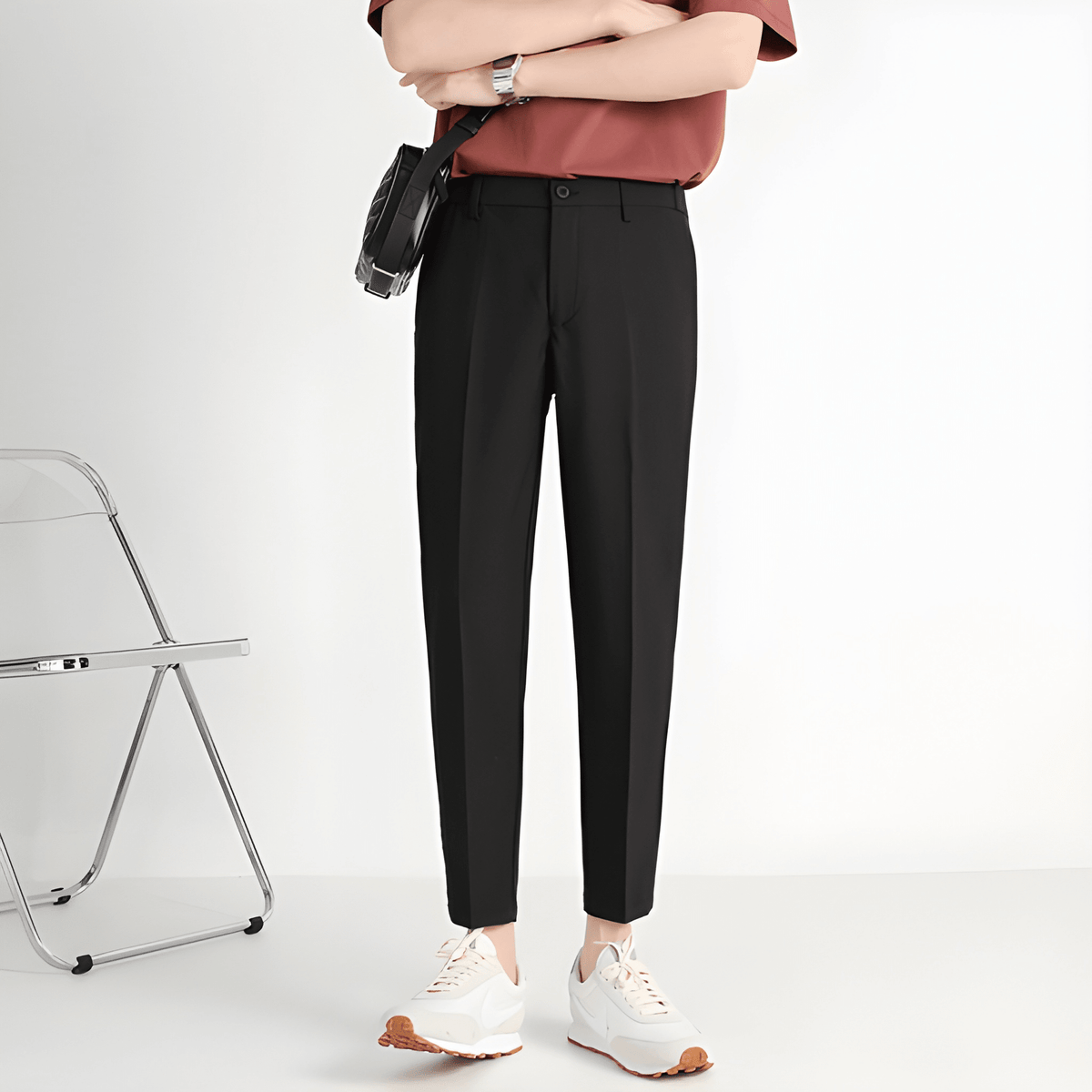 Herren Hose mit Straight Passform - schwarz