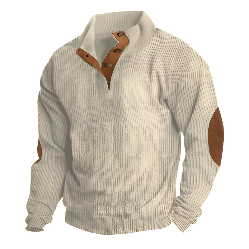 Herren Pullover mit Stehkragen im Colorblock-Design - beige