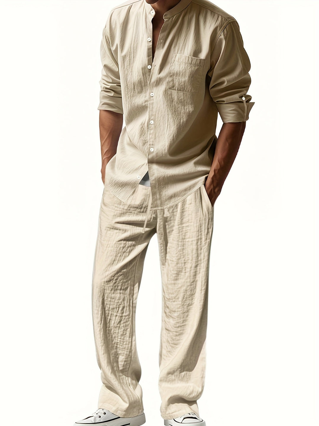 Herren Set Zweiteilig im Relaxed Schnitt - khaki