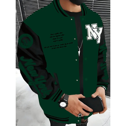 Varsity Jacke Herren im Streetwear Stil - dunkelgrün