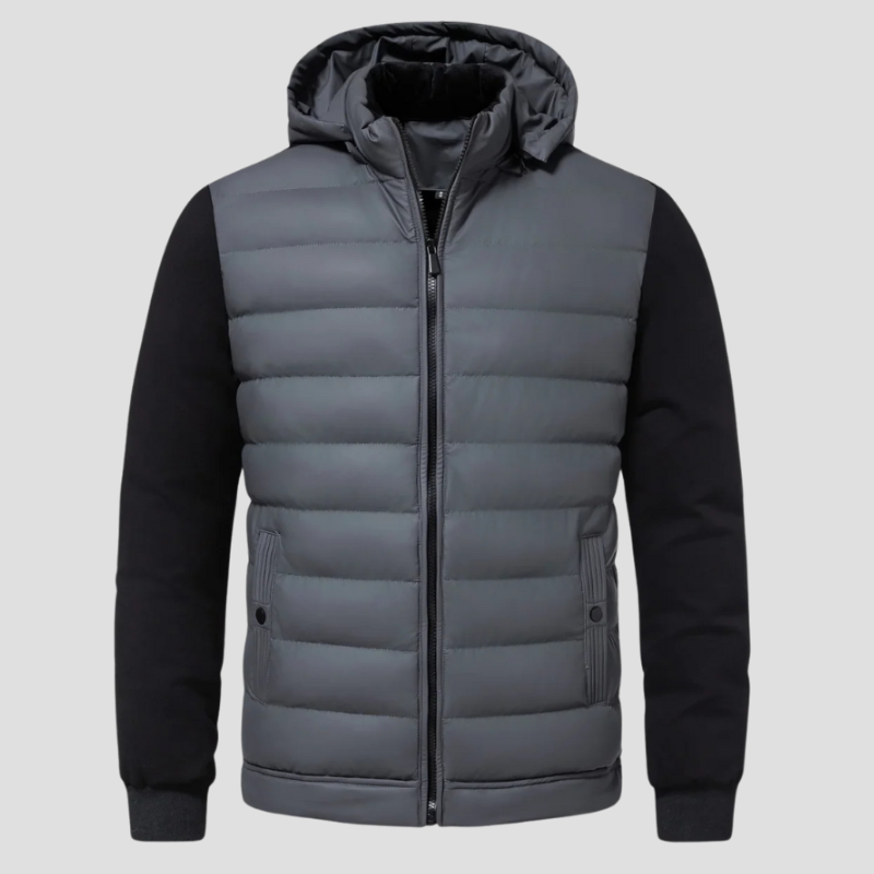 Winterjacke Herren mit Steppung und Kapuze - grau