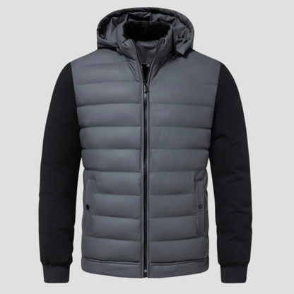 Winterjacke Herren mit Steppung und Kapuze - grau